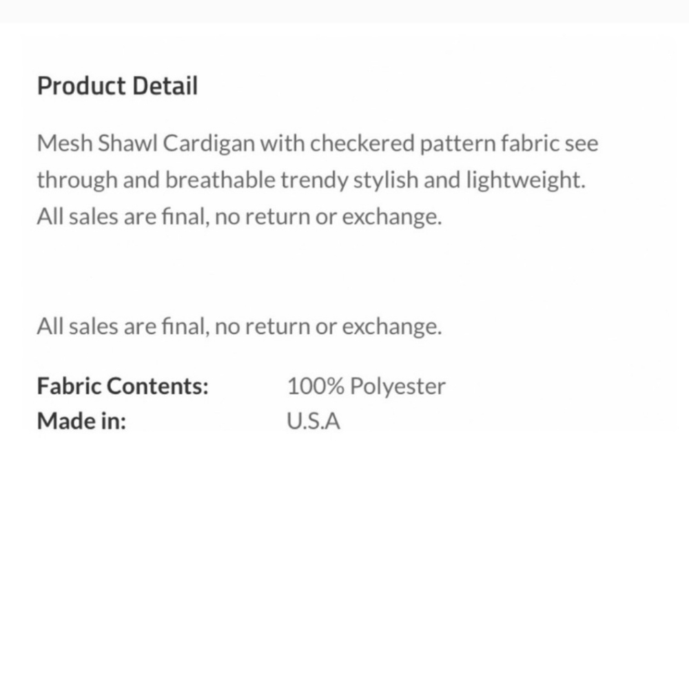 ✨MESH SHAWL CARDIGAN-NEW - Picture 5 of 5